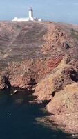 Vertikale Video von Berlengas Insel im Portugal Antenne Aussicht