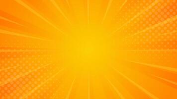 Bright orange-yellow gradient abstract background. Orange comic sunburst effect background with halftone. Suitable for templates, sales banners, events, ads, web, and pages vector