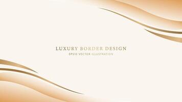 Abstract Elegant gold border with flowing lines on beige background. Luxury soft gold frame with golden line vector illustration