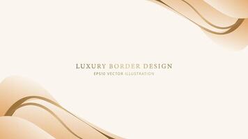 Abstract Elegant gold border with flowing lines on beige background. Luxury soft gold frame with golden line vector illustration