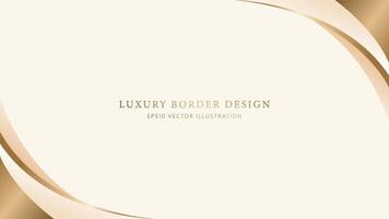 Abstract Elegant gold border with flowing lines on beige background. Luxury soft gold frame with golden line vector illustration