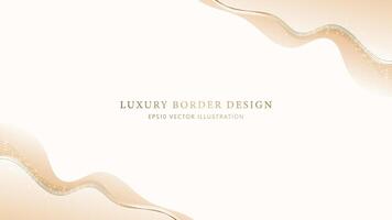 Abstract Elegant gold border with flowing lines on beige background. Luxury soft gold frame with golden line vector illustration
