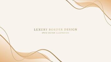 Abstract Elegant gold border with flowing lines on beige background. Luxury soft gold frame with golden line vector illustration