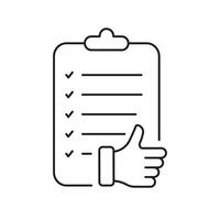 Paper Document With Thumb Up Line Icon. Approval Confirmation Linear Pictogram. Customer Feedback Symbol. Approve Agreement. Authorize Certificate. Editable Stroke. Isolated Vector Illustration