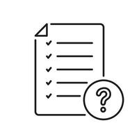 Paper Document With Question Mark Line Icon. FAQ Page Linear Pictogram. Checklist On File Outline Symbol. Ask And Answer Sign. Editable Stroke. Isolated Vector Illustration