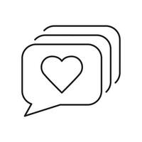 Heart With Speech Bubble Line Icon. Love Message Linear Pictogram. Social Media Communication Outline Symbol. Romantic Chat Sign. Comment Notification. Editable Stroke. Isolated Vector Illustration