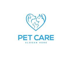 Love Heart with pet care logo design vector illustration.