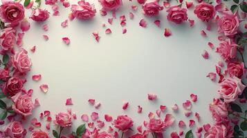 AI generated Pink Roses on White Background photo