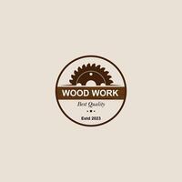 Wood work label logo icon vector