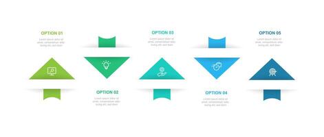 Design template infographic vector element with 5 step process suitable for web presentation and business information