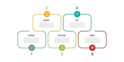 Design template infographic vector element with 5 step process suitable for web presentation and business information