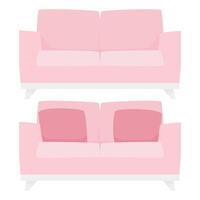 Set of pink fashionable modern sofas with and without cushions vector