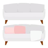 Gray modern minimalist sofa with and without cushions vector