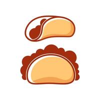 The emblem of a cafe with Mexican food is an appetizing taco logo in a laconic style vector