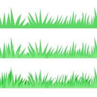 Set of different green grass seamless borders vector