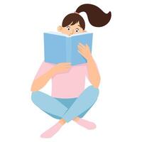 Cute young woman sitting and reading a book vector