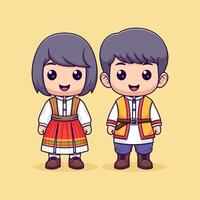 linda chico y niña en tradicional armenio ropa vector icono ilustración