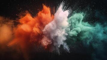 AI generated Colorful Smoke Cloud on Black Background photo