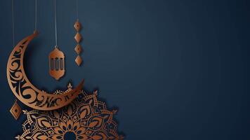 Animé mandalas, délicat islamique motifs, et doucement balancement lanternes viens à la vie contre un islamique Vide espace Contexte video
