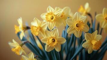 AI generated Vase Filled With Yellow Flowers on Table photo