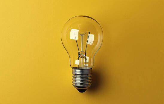 AI generated Light Bulb on Yellow Background photo