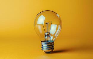 AI generated Light Bulb on Yellow Background photo