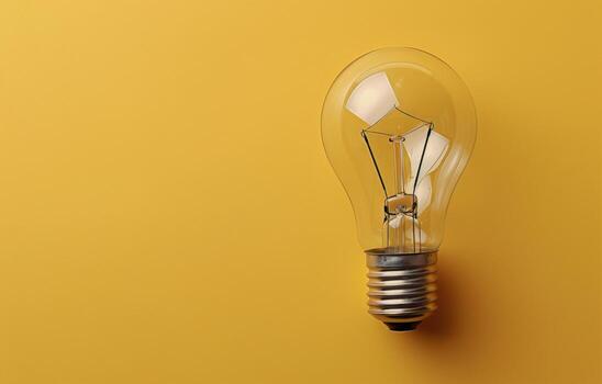 AI generated Light Bulb on Yellow Surface photo