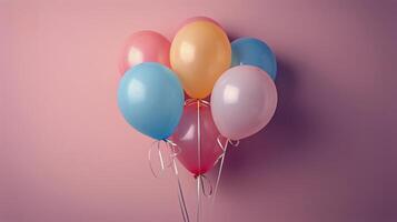 AI generated Bunch of Balloons Hanging on Wall photo