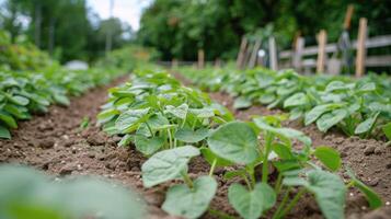 AI generated Green Plants Field Next to Wooden Fence photo