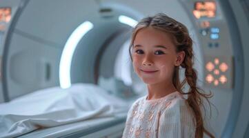 AI generated Young Girl Standing in Front of Machine photo