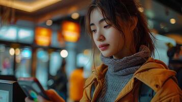 AI generated Woman Standing Next to Vending Machine photo