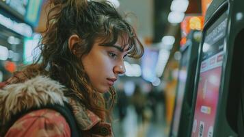 AI generated Woman Standing Next to Vending Machine photo