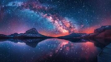 AI generated Starry Night Sky Over Large Body of Water photo