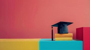 ai generado graduación gorra en rosado y azul bloquear foto