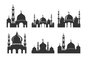 Set of vector Mosque silhouette element on white background