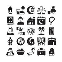 Creative ramadan icon collections in solid glyph style design vector