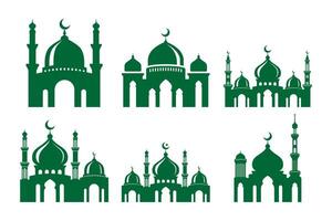 Set of vector Mosque silhouette element on white background