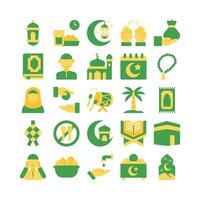 Creative ramadan icon collections in flat style design vector