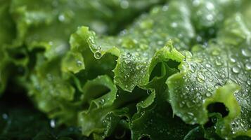AI generated Close Up of Green Plant With Water Droplets photo