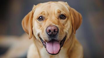 ai generado perro cerca arriba con persona en antecedentes foto