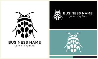 silhouette ladybug beetles logo template vector