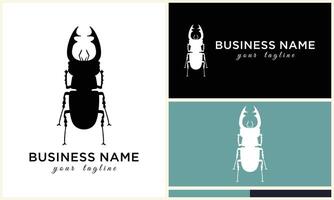 silhouette ladybug beetles logo template vector