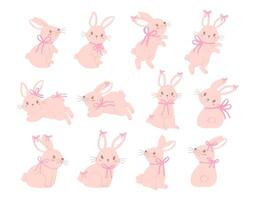 coqueta rosado conejito Conejo colección plano diseño gráficos vector