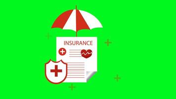 animated health insurance icon. life safety and life insurance. great for web, ui apps. or health infographics. with a green screen background video