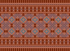 Knitted ethnic pattern, Vector cross stitch oriental background, Embroidery retro jacquard style, Purple pattern square native, Design for textile, fabric, carpet, rug, fibres