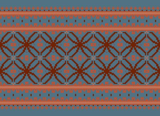 Knitted ethnic pattern, Vector cross stitch oriental background, Embroidery retro jacquard style, Purple pattern square native, Design for textile, fabric, carpet, rug, fibres
