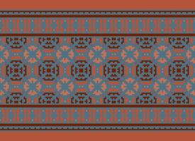 Knitted ethnic pattern, Vector cross stitch oriental background, Embroidery retro jacquard style, Purple pattern square native, Design for textile, fabric, carpet, rug, fibres