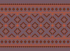 Knitted ethnic pattern, Vector cross stitch oriental background, Embroidery retro jacquard style, Purple pattern square native, Design for textile, fabric, carpet, rug, fibres