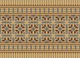 Knitted ethnic pattern, Vector cross stitch oriental background, Embroidery retro jacquard style, Purple pattern square native, Design for textile, fabric, carpet, rug, fibres