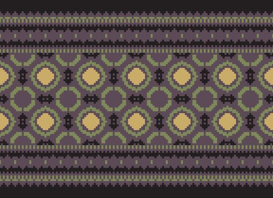 Knitted ethnic pattern, Vector cross stitch oriental background, Embroidery retro jacquard style, Purple pattern square native, Design for textile, fabric, carpet, rug, fibres